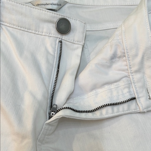 Christopher & Banks White Jean Shorts Size 14 5-Pocket Zipper Front Cotton Spand - Picture 5 of 6